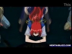 Redhead hentai Schülerin rifft gebohrt duerch Tentakel-monster